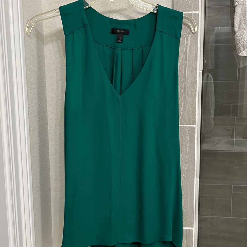 J.Crew green silk blouse  size 4